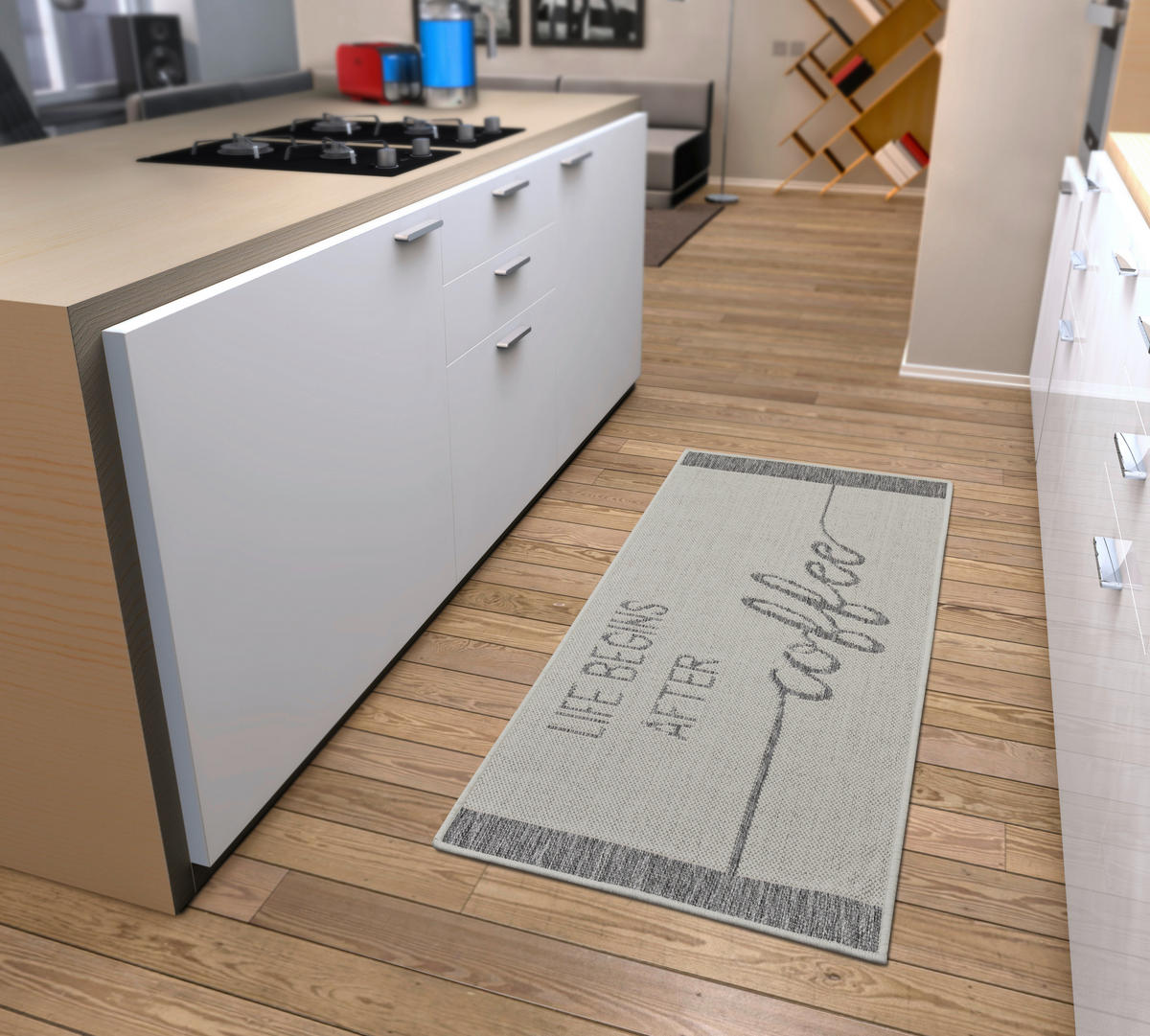 Sehenswert: Küchenläufer (rech 62/150 cm Cucina Creme, Hellgrau  - Creme/Hellgrau, Design, Kunststoff (62/150cm)