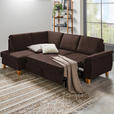 ECKSOFA in Flachgewebe Dunkelbraun  - Eichefarben/Dunkelbraun, Design, Holz/Textil (185/253cm) - Cantus