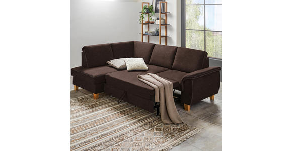 ECKSOFA in Flachgewebe Dunkelbraun  - Eichefarben/Dunkelbraun, Design, Holz/Textil (185/253cm) - Cantus