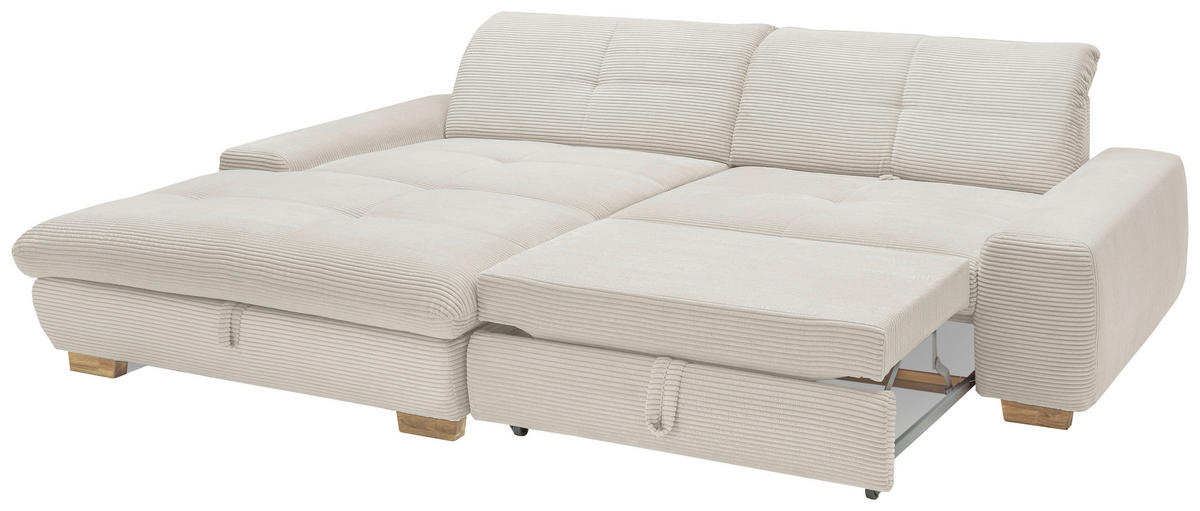 ECKSOFA Creme Cord  - Eichefarben/Creme, Design, Holz/Textil (198/276cm) - SetOne by Musterring