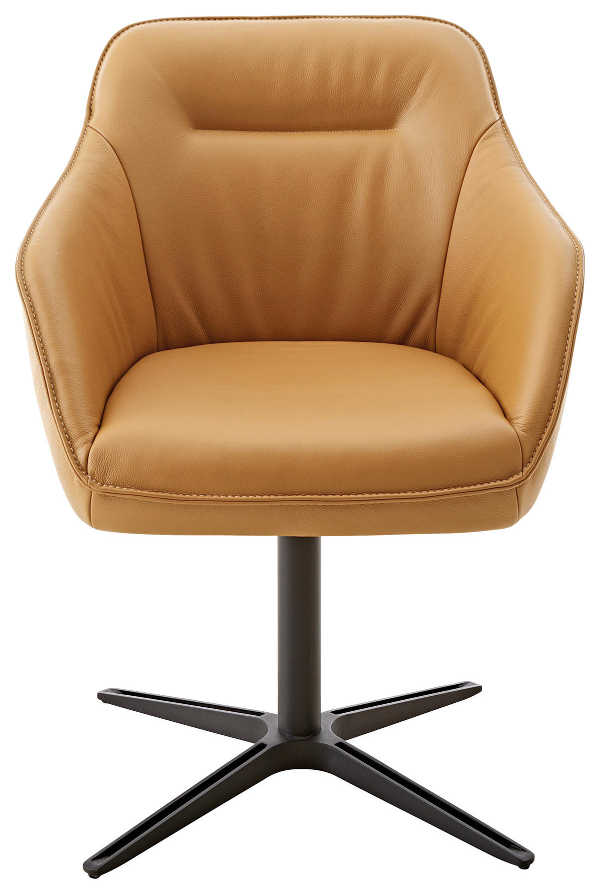 ARMLEHNSTUHL  in Echtleder pigmentiert  - Beige/Bernsteinfarben, Design, Leder/Metall (60/84/67cm) - Koinor