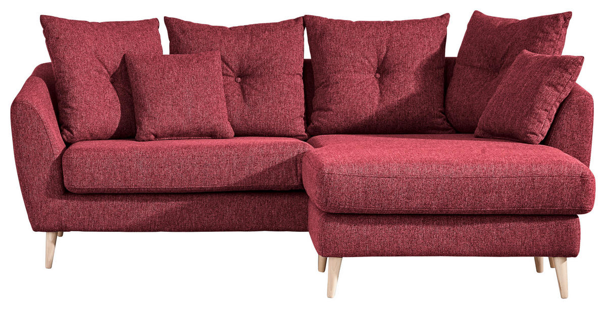 HÖRNSOFFA i flatväv röd  - röd/bokfärgad, Klassisk, trä/textil (210/156cm) - MID.YOU
