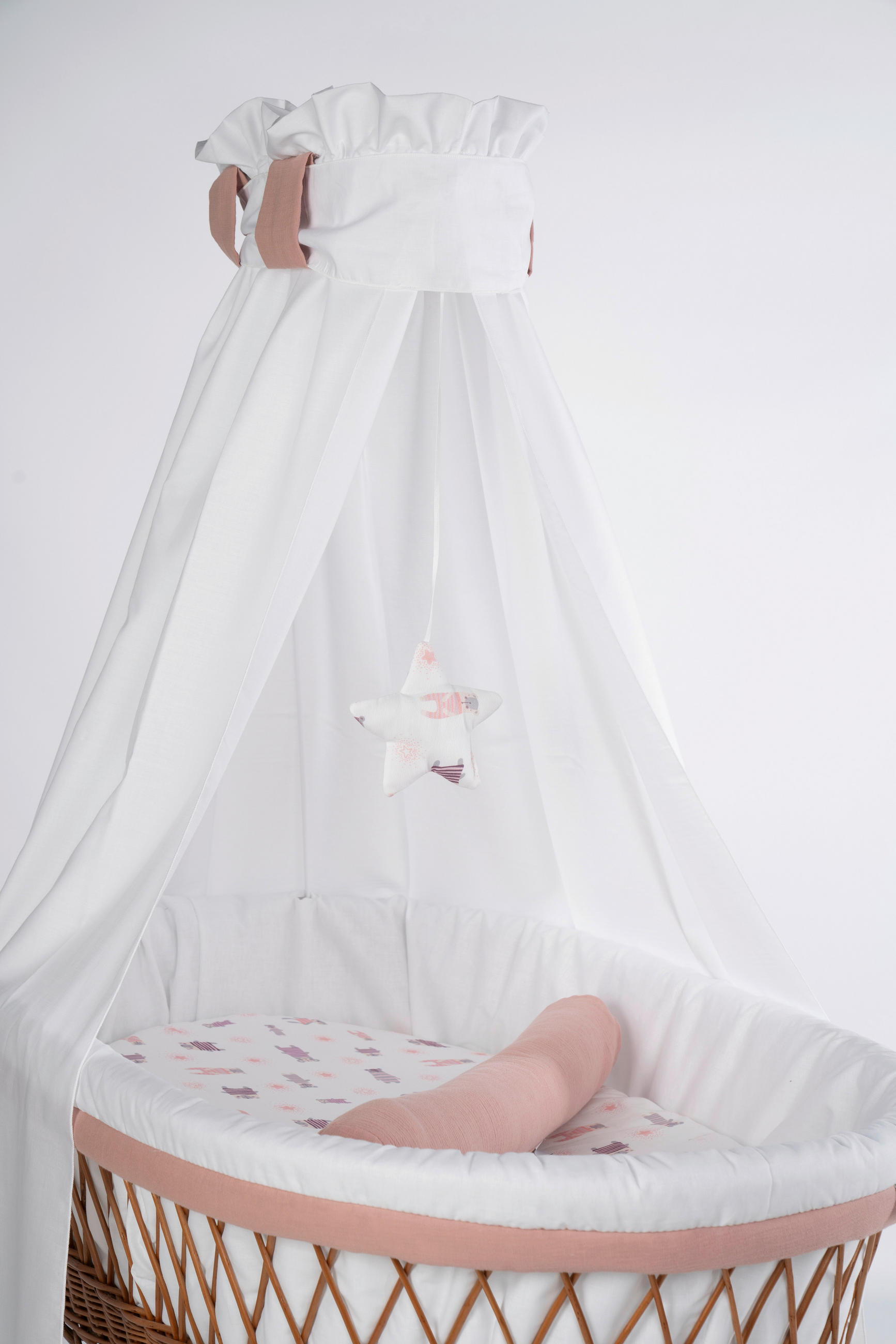 STUBENWAGENSET Pyjamabär  Weiß, Hellrosa  - Hellrosa/Weiß, Basics, Kunststoff/Textil (130/180cm) - Mionido