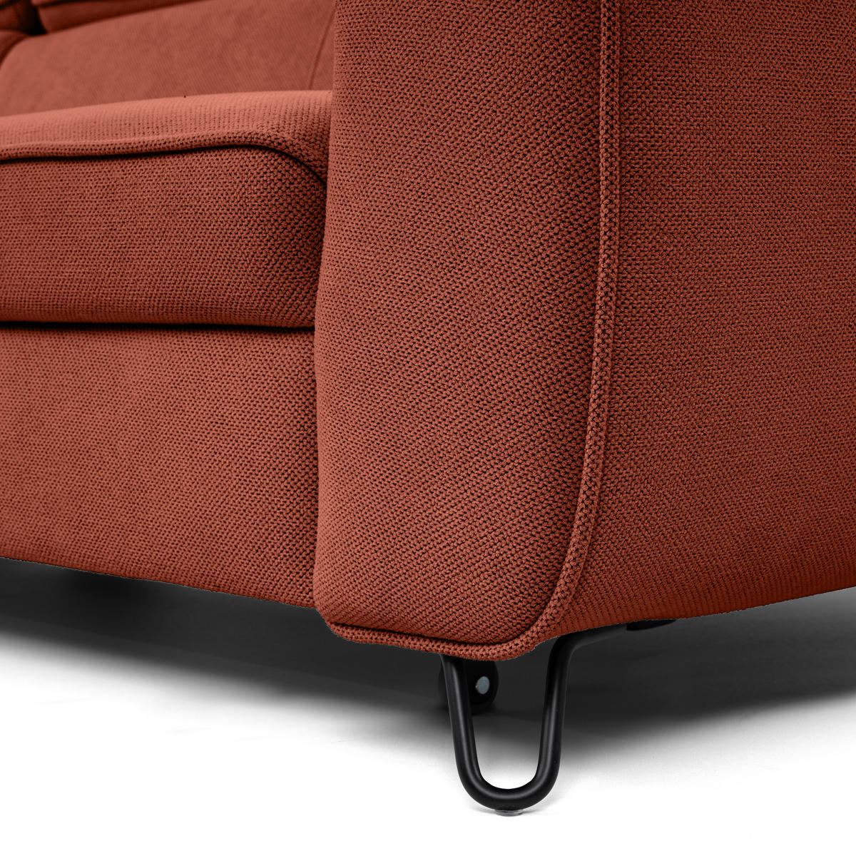 ECKSOFA in Flachgewebe Rostfarben  - Rostfarben/Schwarz, Design, Textil/Metall (200/250cm) - Stylife