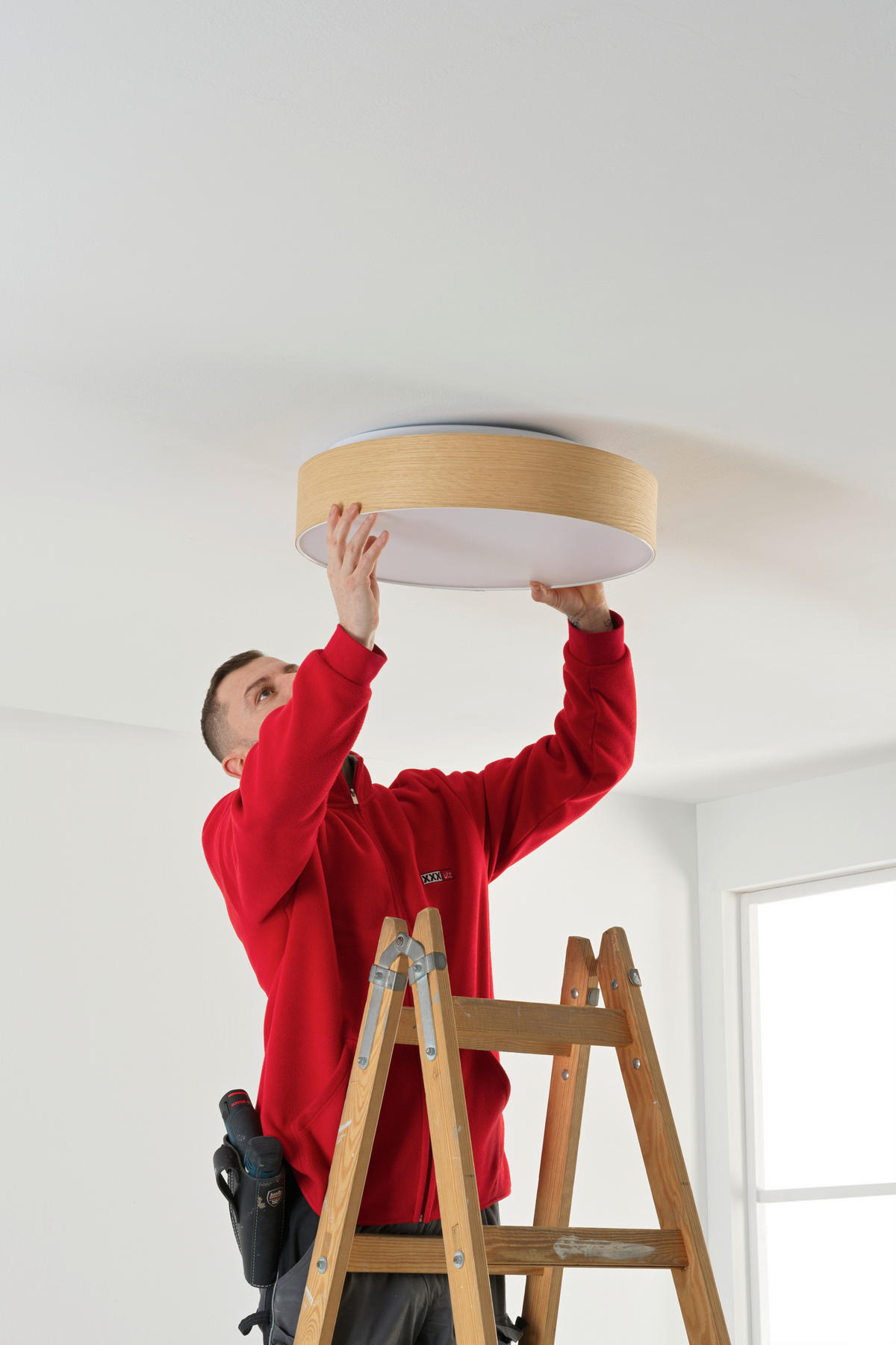 DECKENLEUCHTE Nottingham 50/13 cm  - Eichefarben/Weiß, KONVENTIONELL, Holz/Kunststoff (50/13cm) - Novel