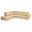 ECKSOFA in Echtleder Beige  - Beige/Alufarben, Design, Leder/Metall (242/271cm) - Cantus