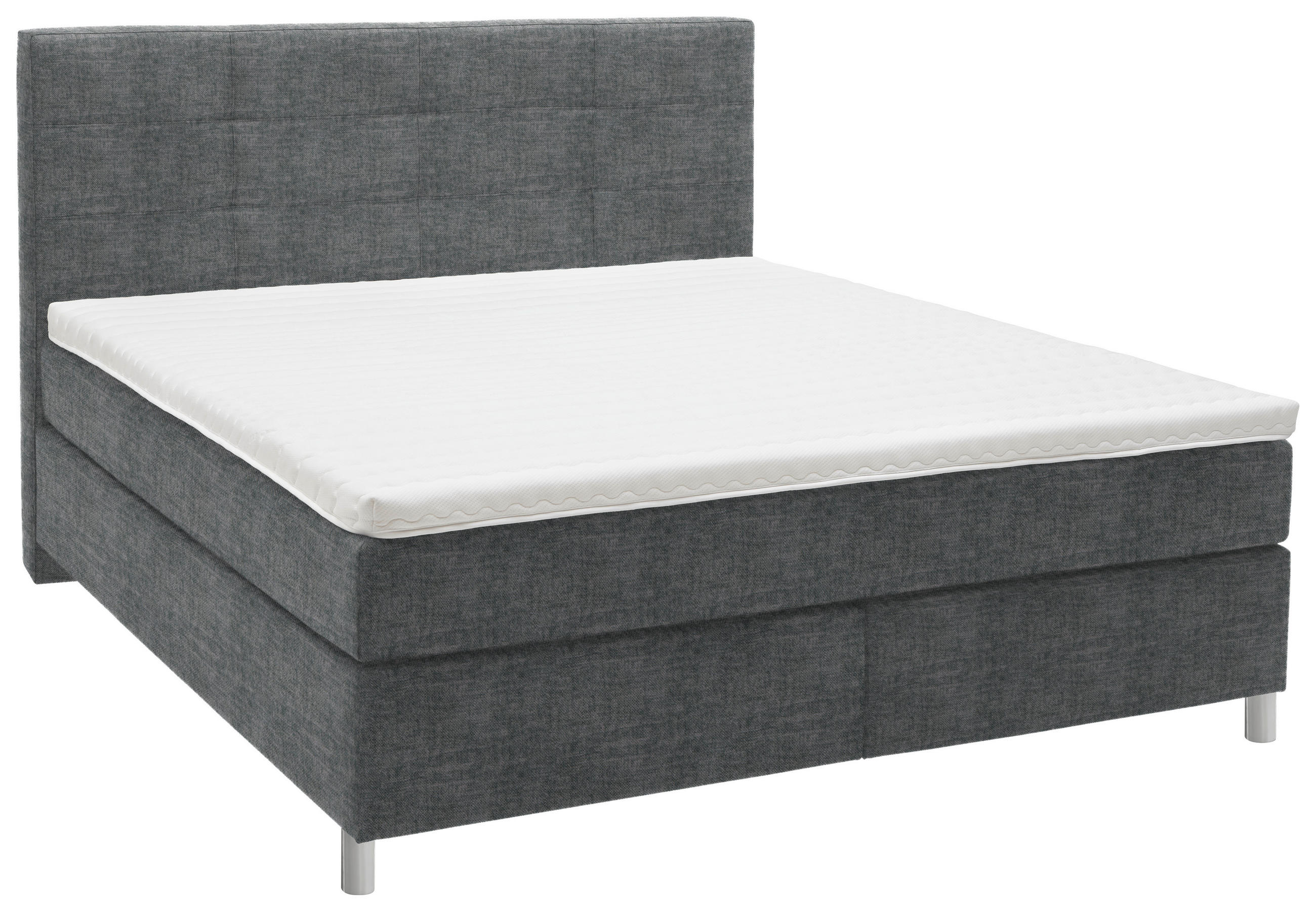 BOXSPRINGBETT 160/200 cm  in Dunkelgrau  - Chromfarben/Dunkelgrau, KONVENTIONELL, Kunststoff/Textil (160/200cm) - Voleo