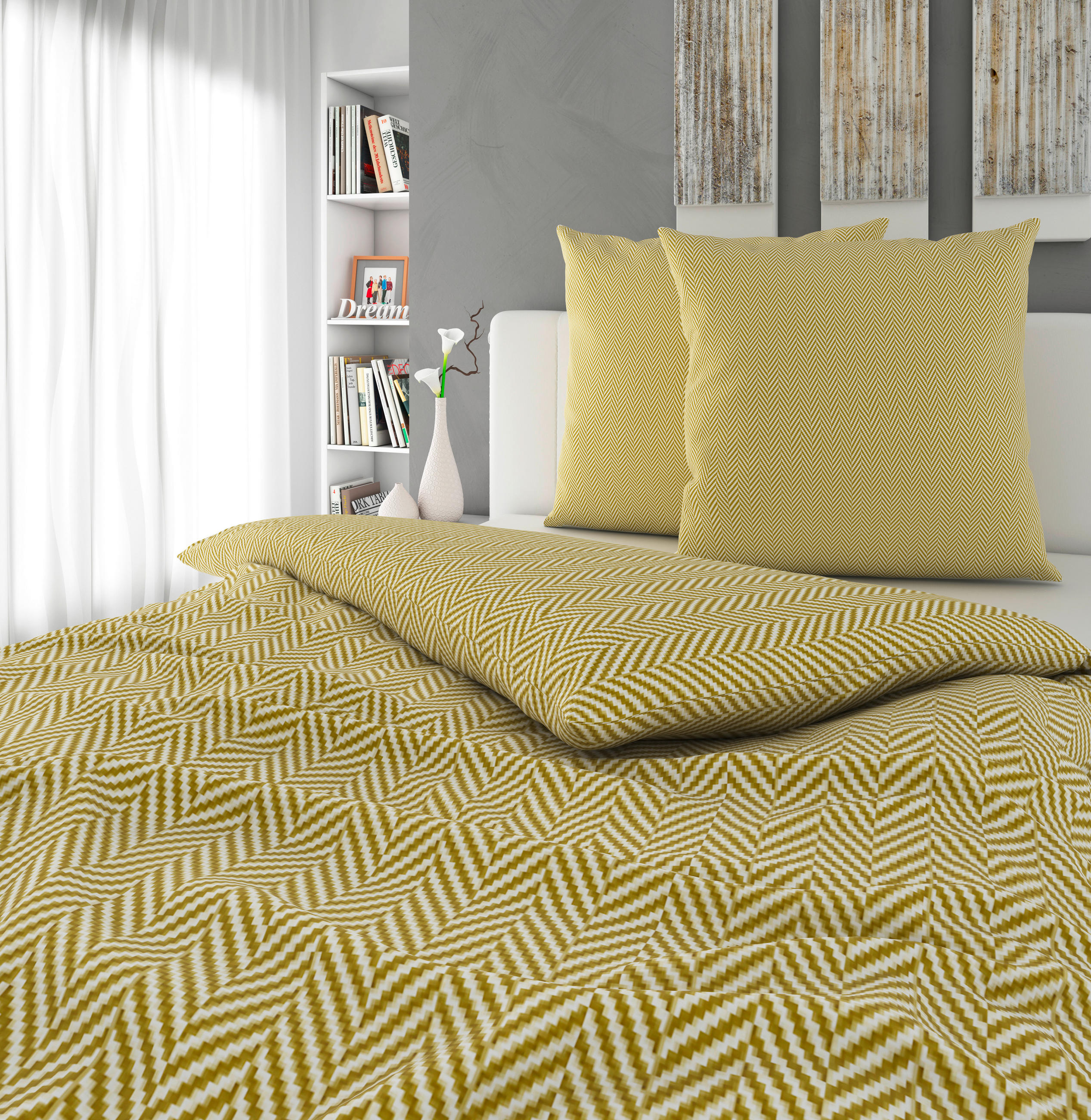 BETTWÄSCHE Flanell 200/200 cm  - Goldfarben, Textil (200/200cm) - Novel