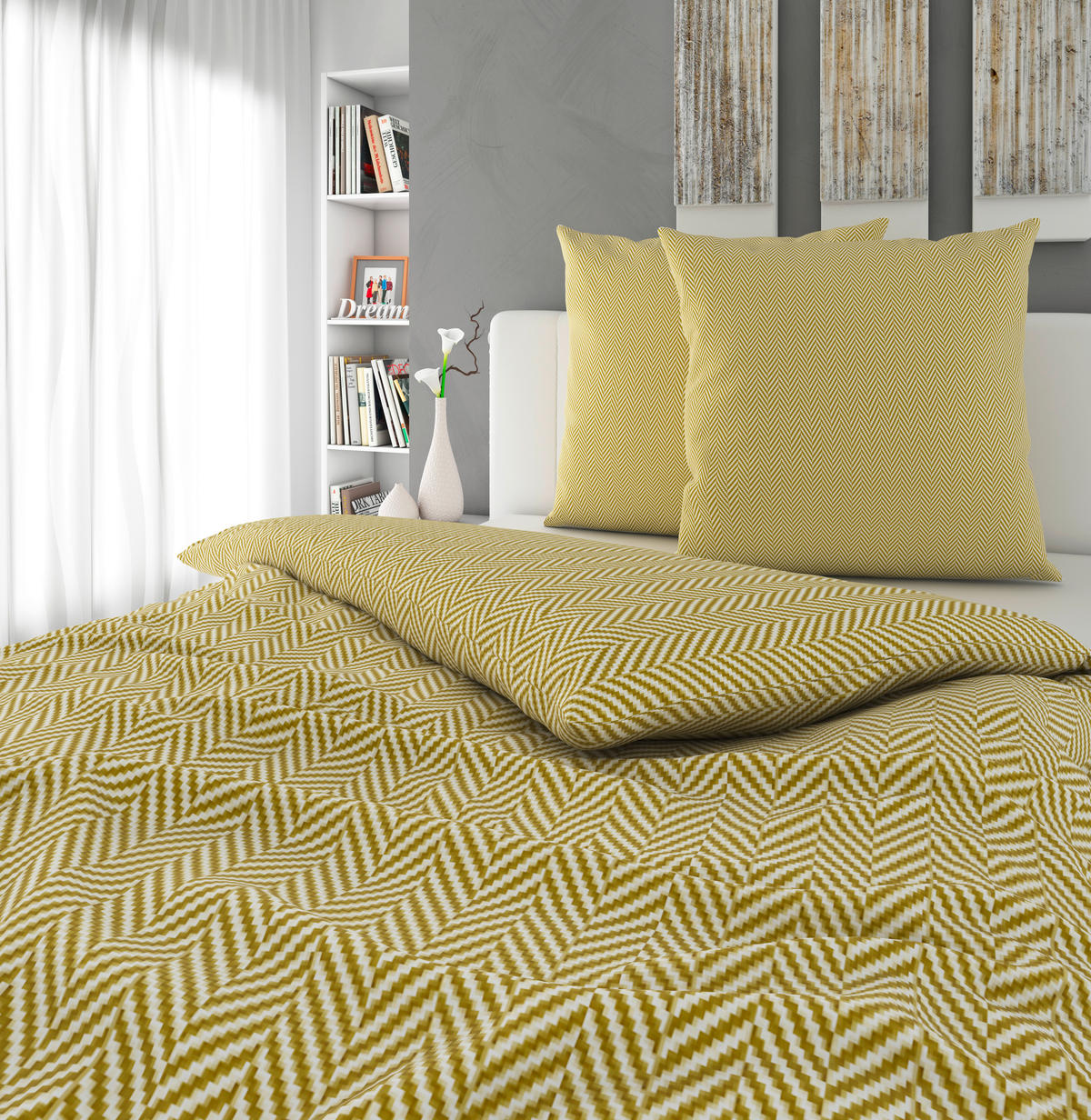 BETTWÄSCHE Flanell 200/200 cm  - Goldfarben, Textil (200/200cm) - Novel