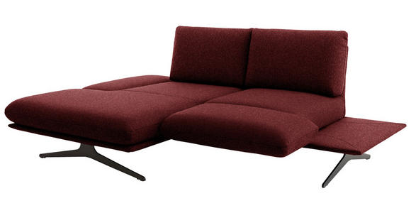 ECKSOFA  in Flachgewebe Rot Rücken echt, Armteilverstellung, Drehsitzfunktion  155/234 cm  - Rot/Schwarz, Design, Textil/Metall (155/234cm) - Dieter Knoll