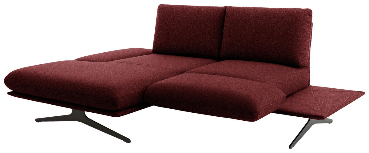 ECKSOFA  in Flachgewebe Rot  155/234 cm  - Rot/Schwarz, Design, Textil/Metall (155/234cm) - Dieter Knoll