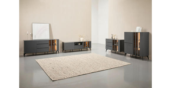 HIGHBOARD  in 96,3/117/41,5 cm  - Schwarz/Grau, Design, Glas/Holzwerkstoff (96,3/117/41,5cm) - Novel