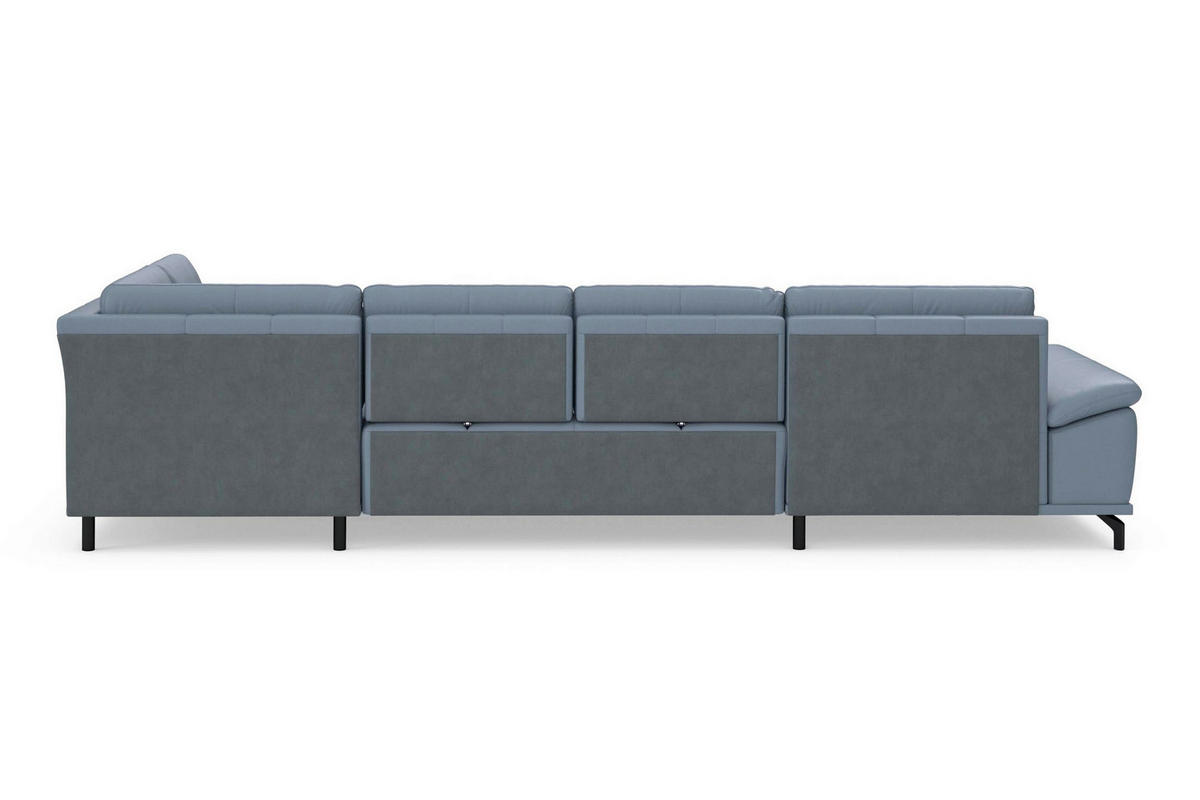 SEDACÍ SOUPRAVA, kůže, šedomodrá - šedomodrá/černá, Basics, kov/textil (176/363/223cm) - Sit & More