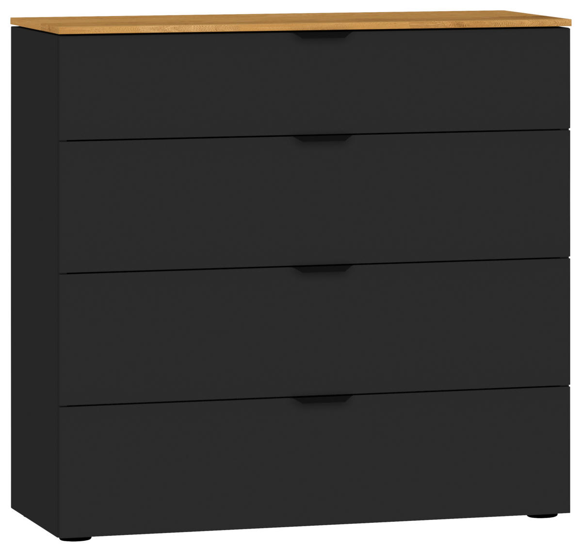 KOMMODE , 90/87/43 cm, 4 Schublade(n)  - Eichefarben/Schwarz, Design, Holz/Holzwerkstoff (90/87/43cm) - Jutzler