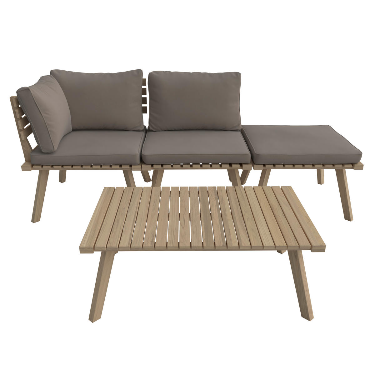 GARTENSET Webstoff Akazie massiv  - Akaziefarben/Grau, Basics, Holz/Textil (186/60cm) - Ambia Garden