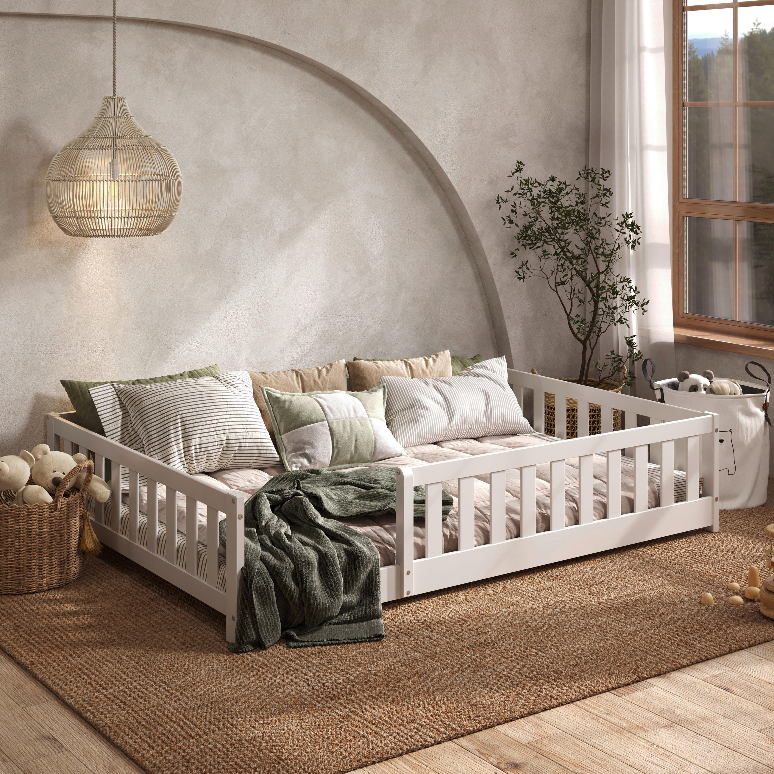 BODENBETT. 140/200 cm Weiss  - Weiss, Modern, Holz/Holzwerkstoff (140/200cm) - P & B