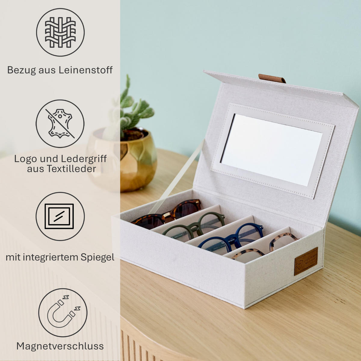 BRILLENBOX - Beige, Basics, Karton/Textil (24/16/6cm) - Store It