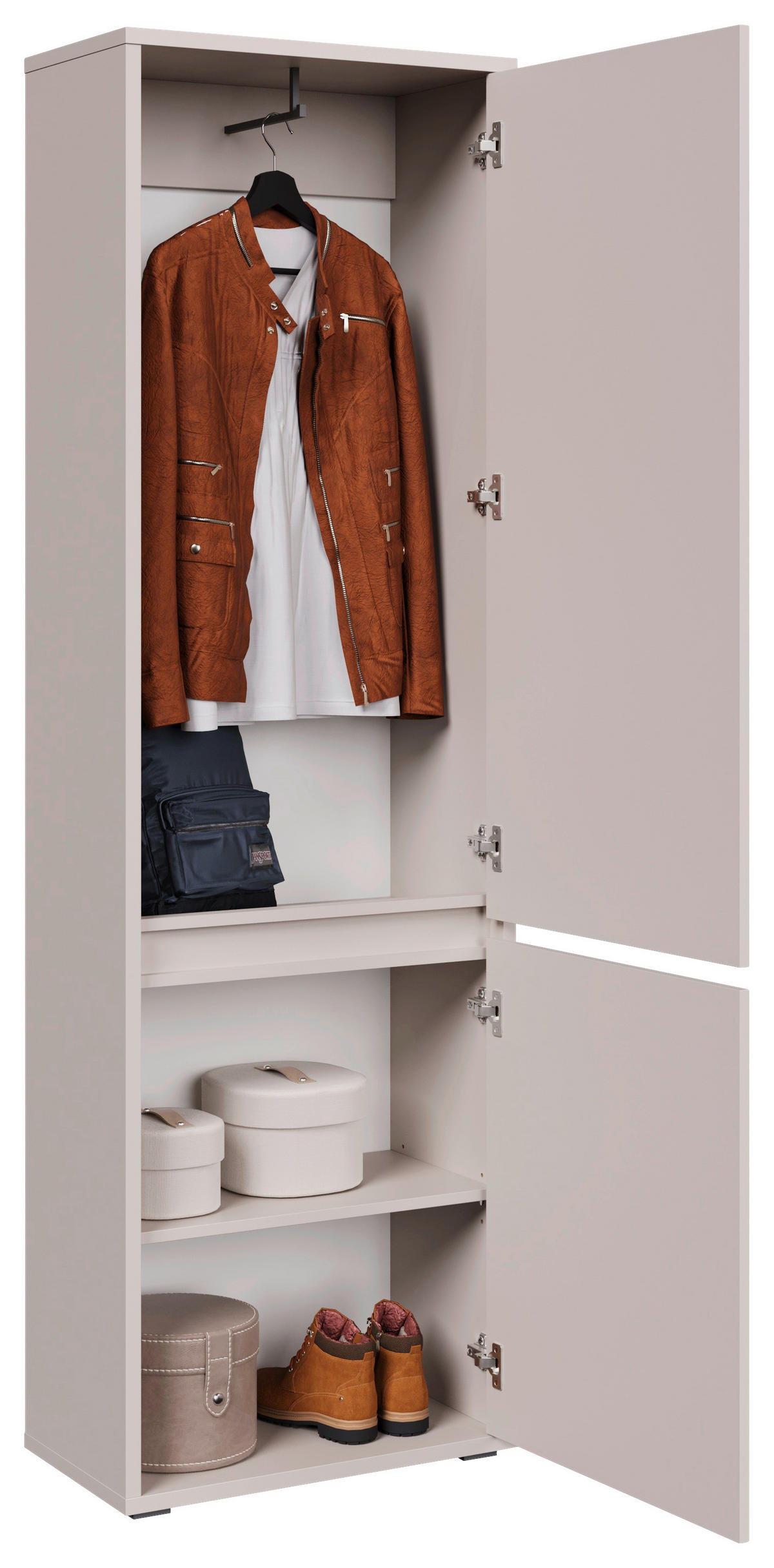 GARDEROBENSCHRANK Liv  in 60/195/33,8 cm  - Kaschmir/Schwarz, KONVENTIONELL, Holzwerkstoff (60/195/33,8cm) - Xora