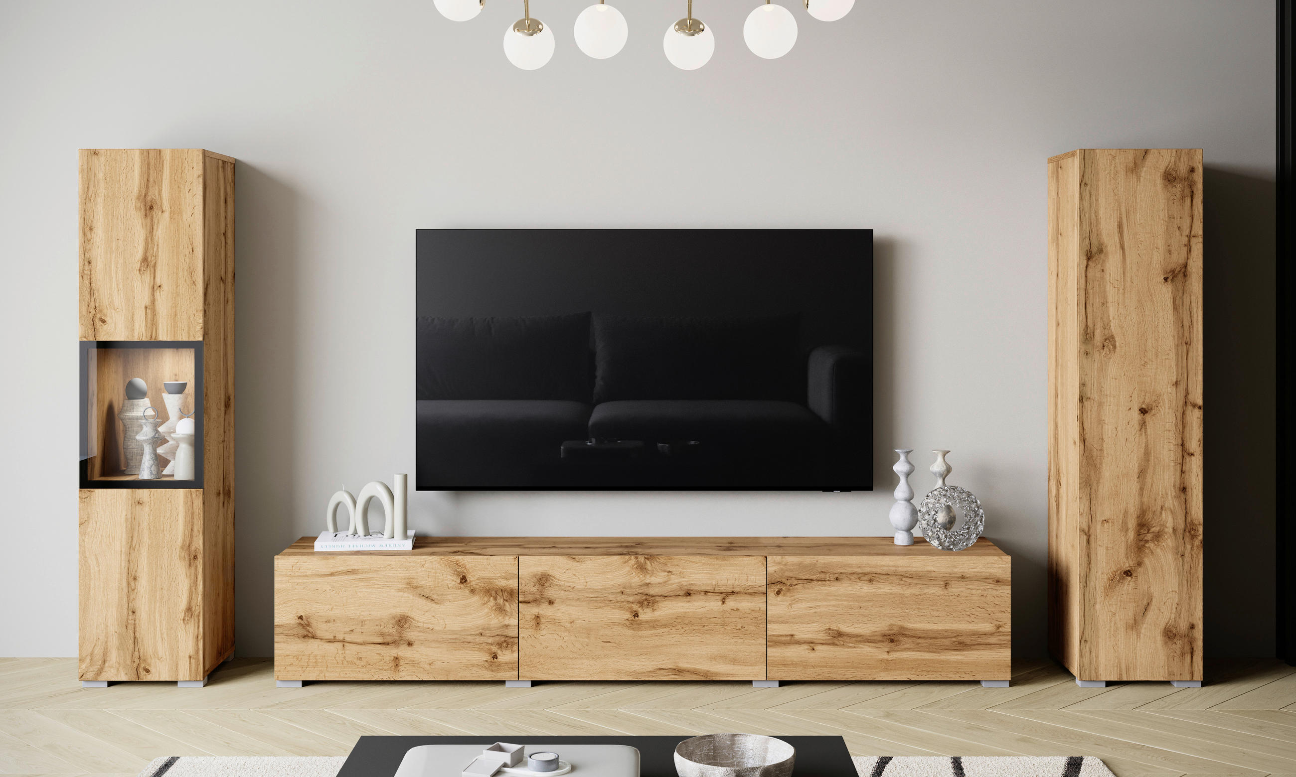 Ansamblu Mobilier Camera De Z, 3 piese, stejar Wotan, 240/130/31 cm