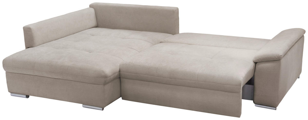 ECKSOFA in Struktur, Chenille Sandfarben  - Sandfarben/Silberfarben, Design, Textil/Metall (178/268cm) - Livetastic