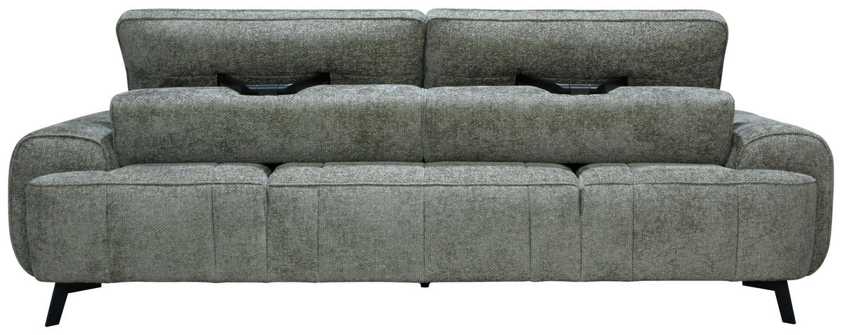 2-SITZER-SOFA Chenille Grau  - Schwarz/Grau, Design, Kunststoff/Textil (230/84/104/111/122cm) - Livetastic
