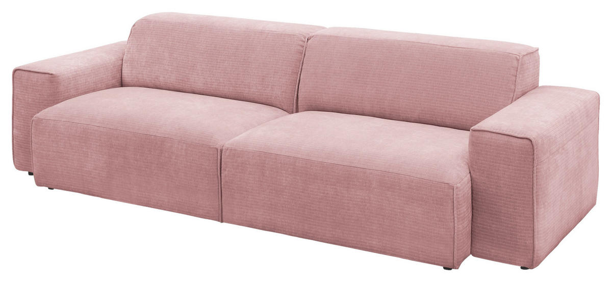 BIGSOFA in Chenille Rosa  - Schwarz/Rosa, Design, Kunststoff/Textil (238/71/101cm) - Pure Home Lifestyle