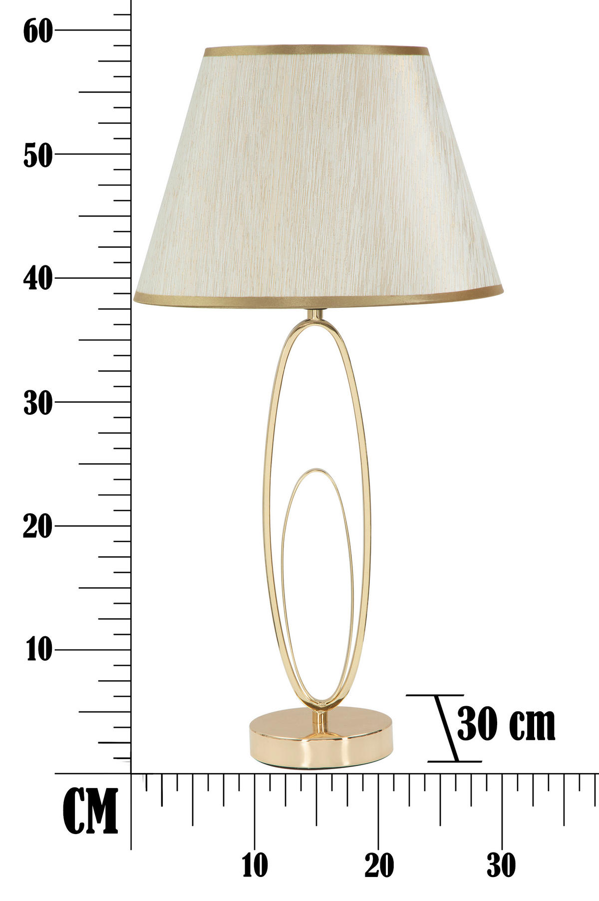 TISCHLEUCHTE 30/58 cm  - Goldfarben/Creme, Trend, Textil/Metall (30/58cm) - Mauro Ferretti