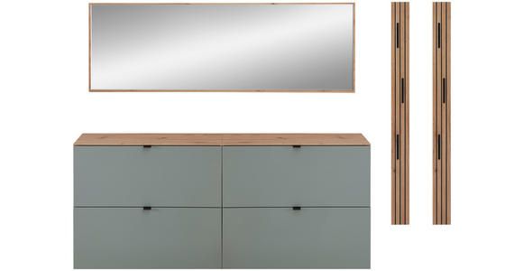 GARDEROBE 5-teilig in 255/179/37 cm - Salbeigrün/Eiche Artisan, Design, Holzwerkstoff (255/179/37cm) - Voleo
