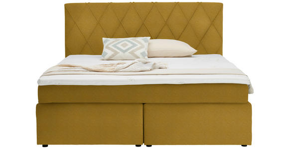 BOXSPRINGBETT 180/200 cm in Currygelb - Currygelb/Schwarz, Design, Kunststoff/Textil (180/200cm) - Xora