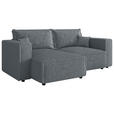 ECKSOFA Grau Cord Zierkissen, Rückenkissen, Schlaffunktion, Rücken echt  - Schwarz/Grau, MODERN, Kunststoff/Textil (153/250cm) - Xora