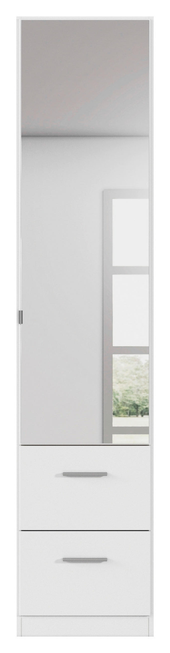 DREHTÜRENSCHRANK 47/210/54 cm,  in Weiß, 1-türig  - Alufarben/Weiß, KONVENTIONELL, Glas/Holzwerkstoff (47/210/54cm) - home24