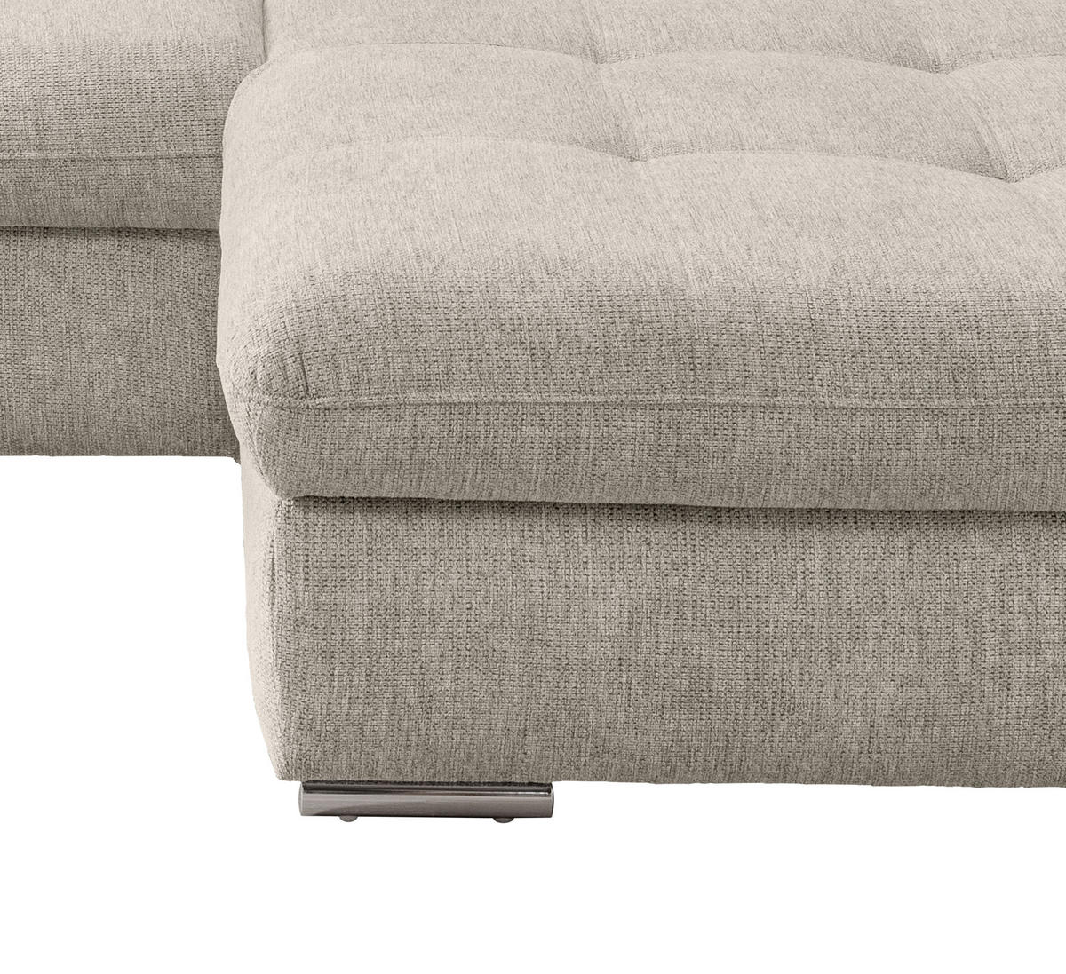 ECKSOFA in Chenille Beige  - Chromfarben/Beige, Design, Textil/Metall (300/196cm) - Livetastic