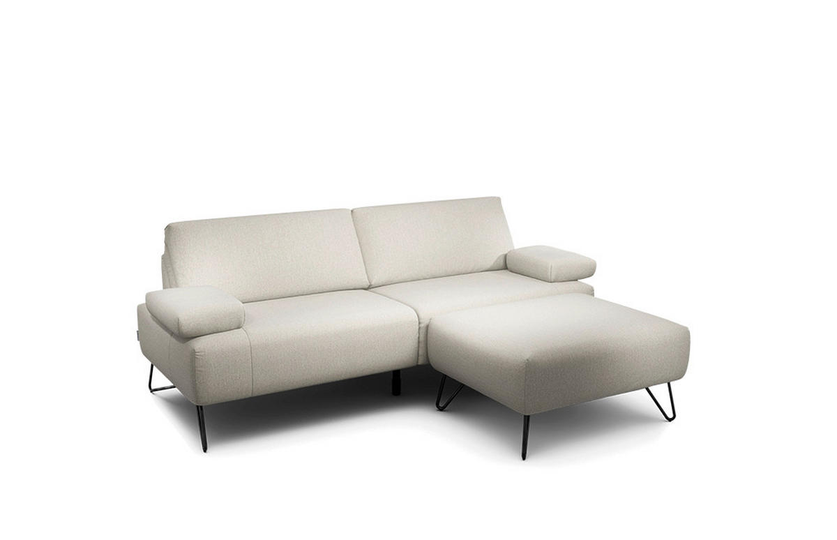 2,5-SITZER Chenille Naturfarben  - Schwarz/Naturfarben, Design, Textil/Metall (204-234/85/86-94cm) - SENSOO