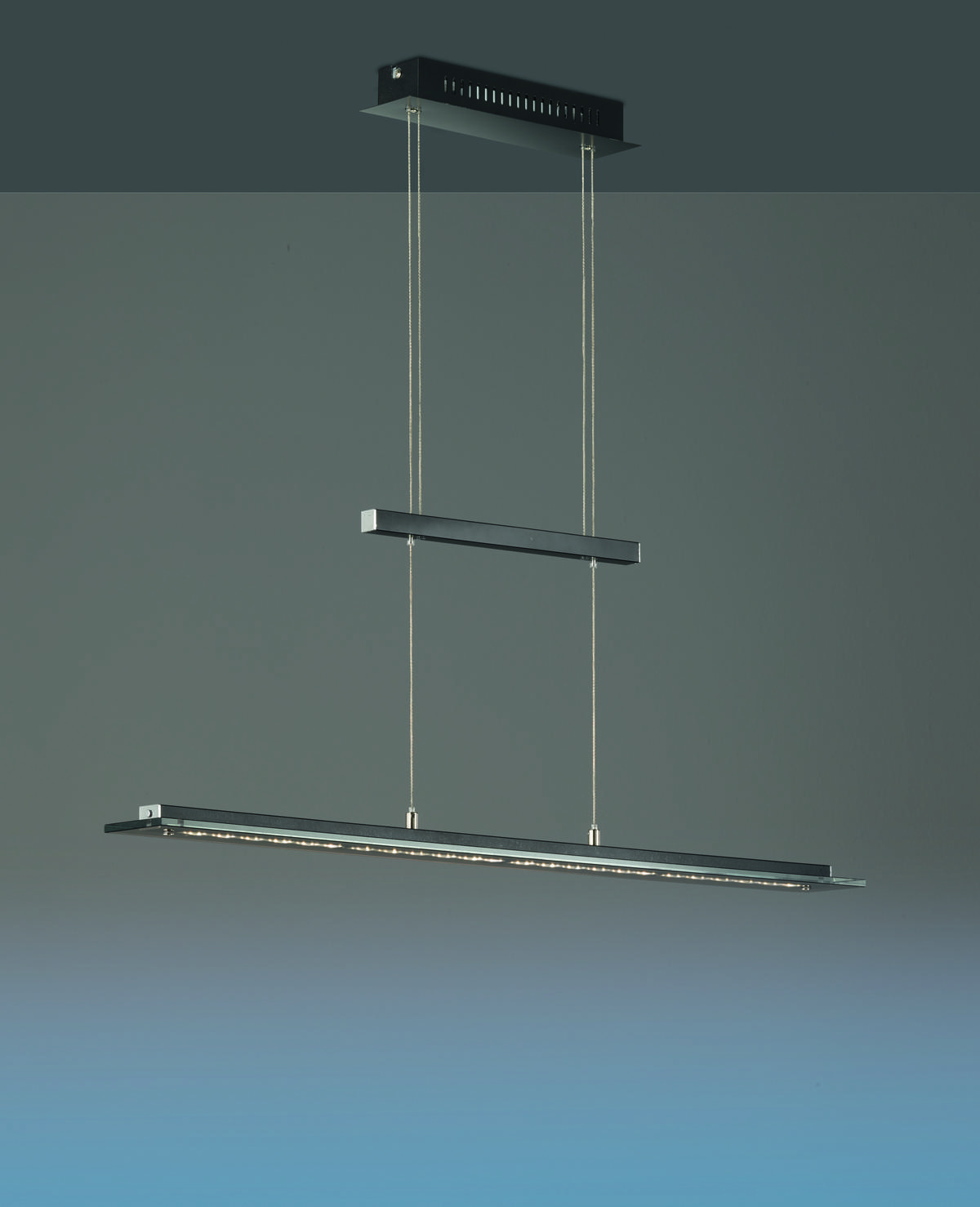 LED-HÄNGELEUCHTE 135/9/80-150 cm    - Chromfarben/Schwarz, Design, Glas/Metall (135/9/80-150cm) - Fischer & Honsel