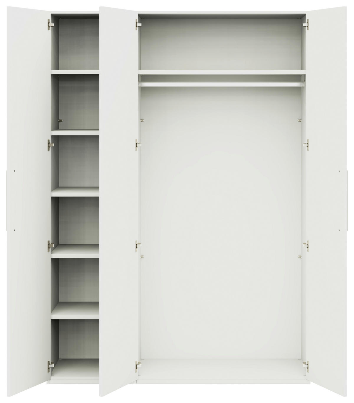 KLEIDERSCHRANK in Weiss  - Weiss/Edelstahlfarben, Design, Glas/Holzwerkstoff (151,3/213,6/59,3cm) - Cantus