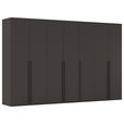 DREHTÜRENSCHRANK 350/235/61 cm,  in Graphitfarben, 7-türig  - Schwarz/Graphitfarben, Basics, Holzwerkstoff/Metall (350/235/61cm) - Novel
