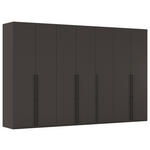 DREHTÜRENSCHRANK 350/223/61 cm,  in Graphitfarben, 7-türig  - Schwarz/Graphitfarben, Basics, Holzwerkstoff/Metall (350/223/61cm) - Novel