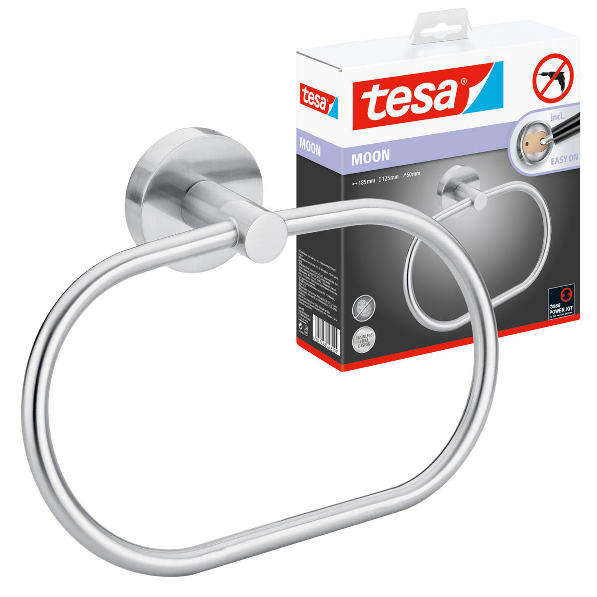 HANDTUCHHALTER Edelstahlfarben  - Edelstahlfarben, Basics, Metall (18,5/12,5/5cm) - Tesa