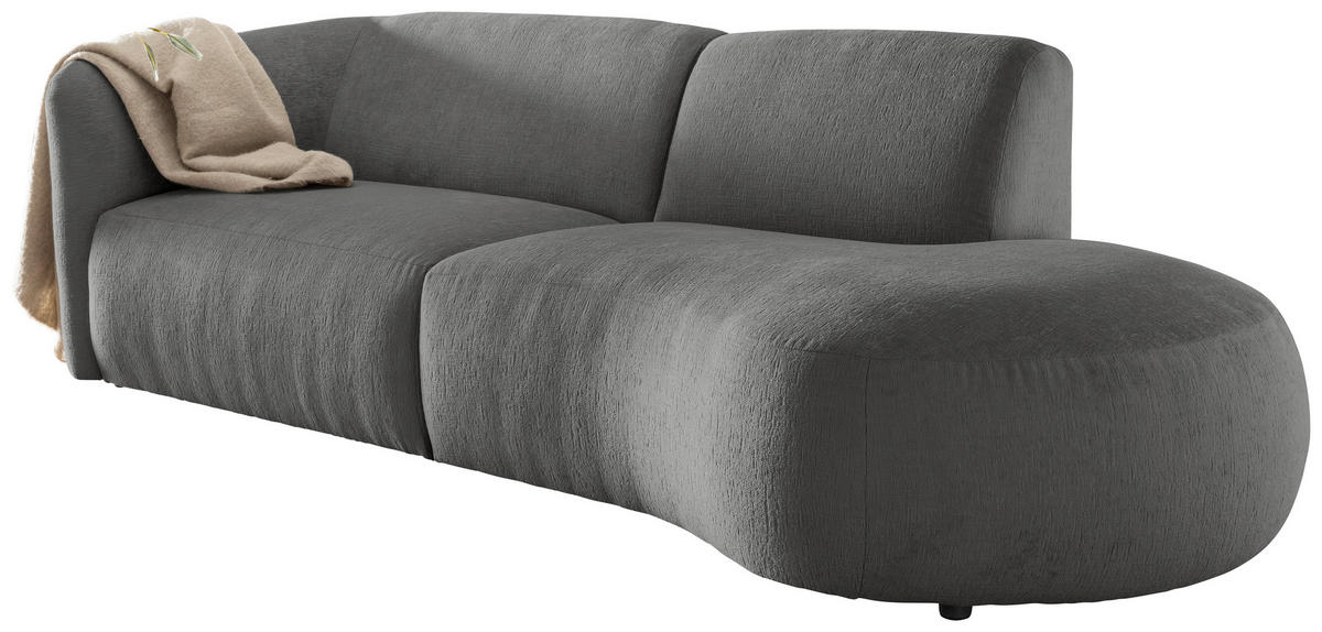 ECKSOFA in Mikrofaser Graubraun  - Graubraun/Schwarz, Modern, Kunststoff/Textil (238/107cm) - Livetastic