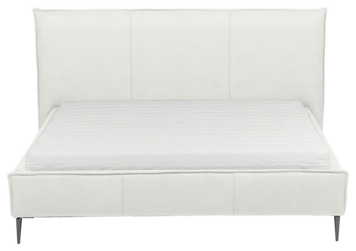 POLSTERBETT 180/200 cm,  in Weiß, gepolstertes Kopfteil,  - Schwarzchrom/Weiß, KONVENTIONELL, Leder/Metall (180/200cm) - Esposa