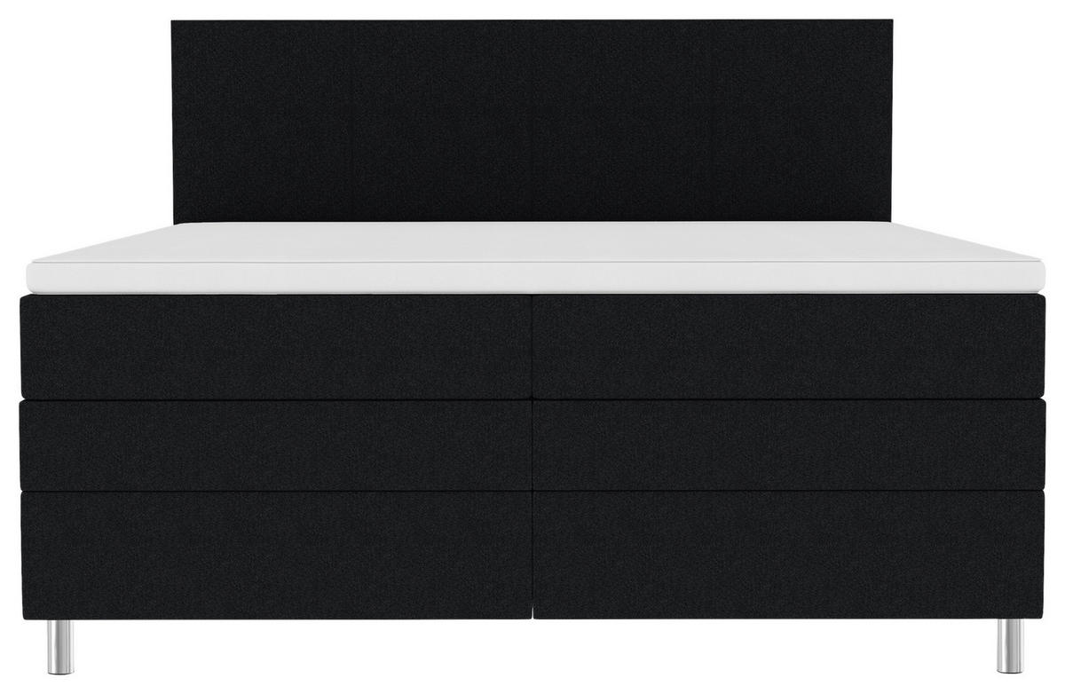 BOXSPRINGBETT 200/200 cm,  in Schwarz, Bettkasten, Topper, Matratzen, H3 = fest  - Chromfarben/Schwarz, KONVENTIONELL, Kunststoff/Textil (200/200cm) - Boxxx