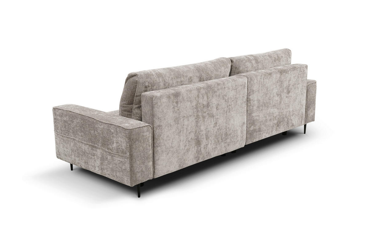 ECKSOFA PABLO Beige Struktur Rückenkissen, Bettkasten  - Beige/Schwarz, Design, Holz/Textil (160/260cm) - MID.YOU