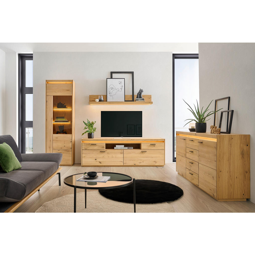 Thumbnail - Linea Natura Wandboard, Eiche, Holz, Kerneiche, furniert, massiv, 154x24x24 cm, Wohnzimmer, Regale, Wandboards