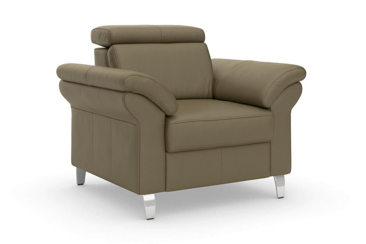 SESSEL in Echtleder Olivgrün  - Chromfarben/Olivgrün, Basics, Leder/Metall (101/84/93cm) - Sit & More