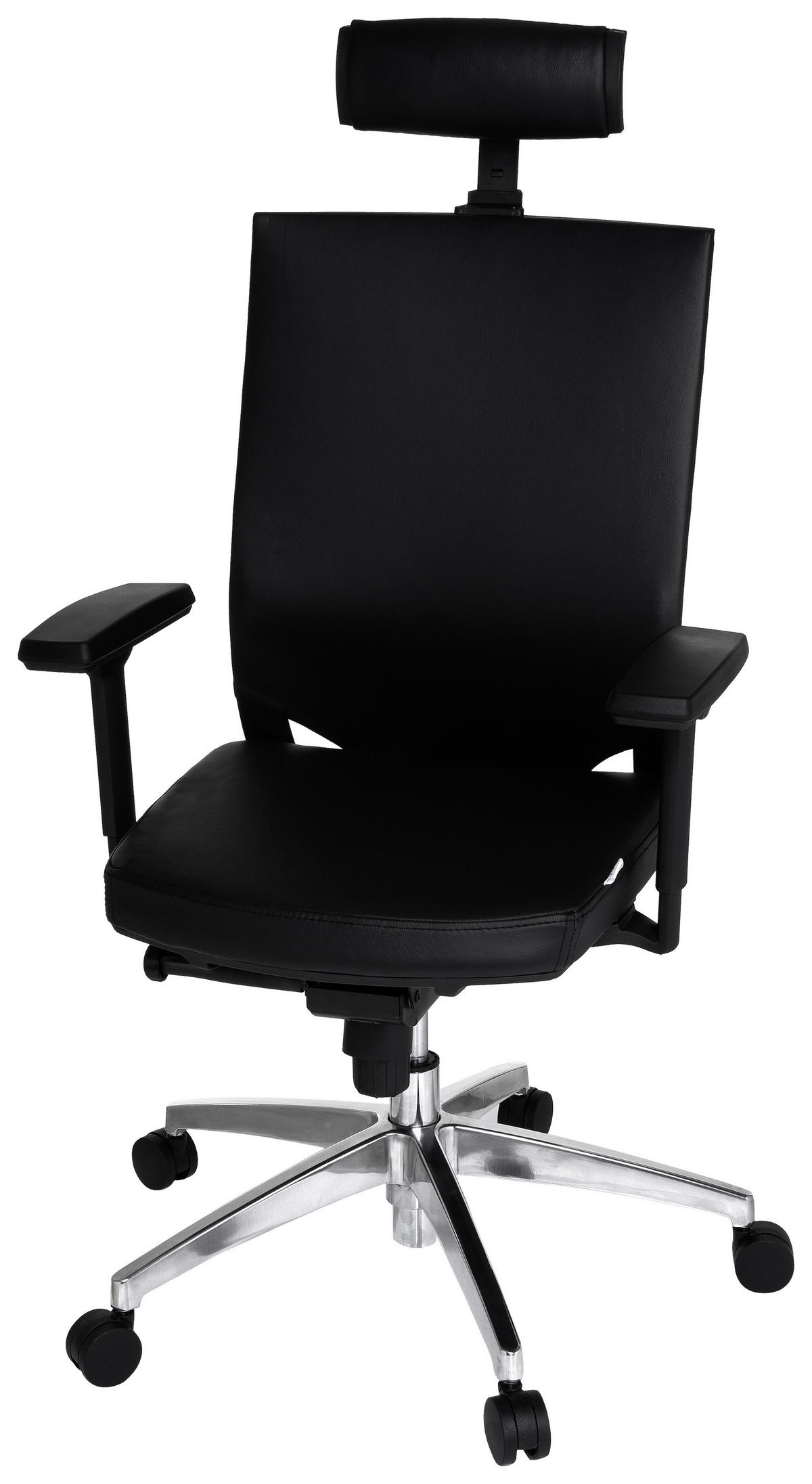 DREHSTUHL Lederlook Schwarz  - Schwarz/Alufarben, MODERN, Leder/Kunststoff (59/117/49cm) - MID.YOU