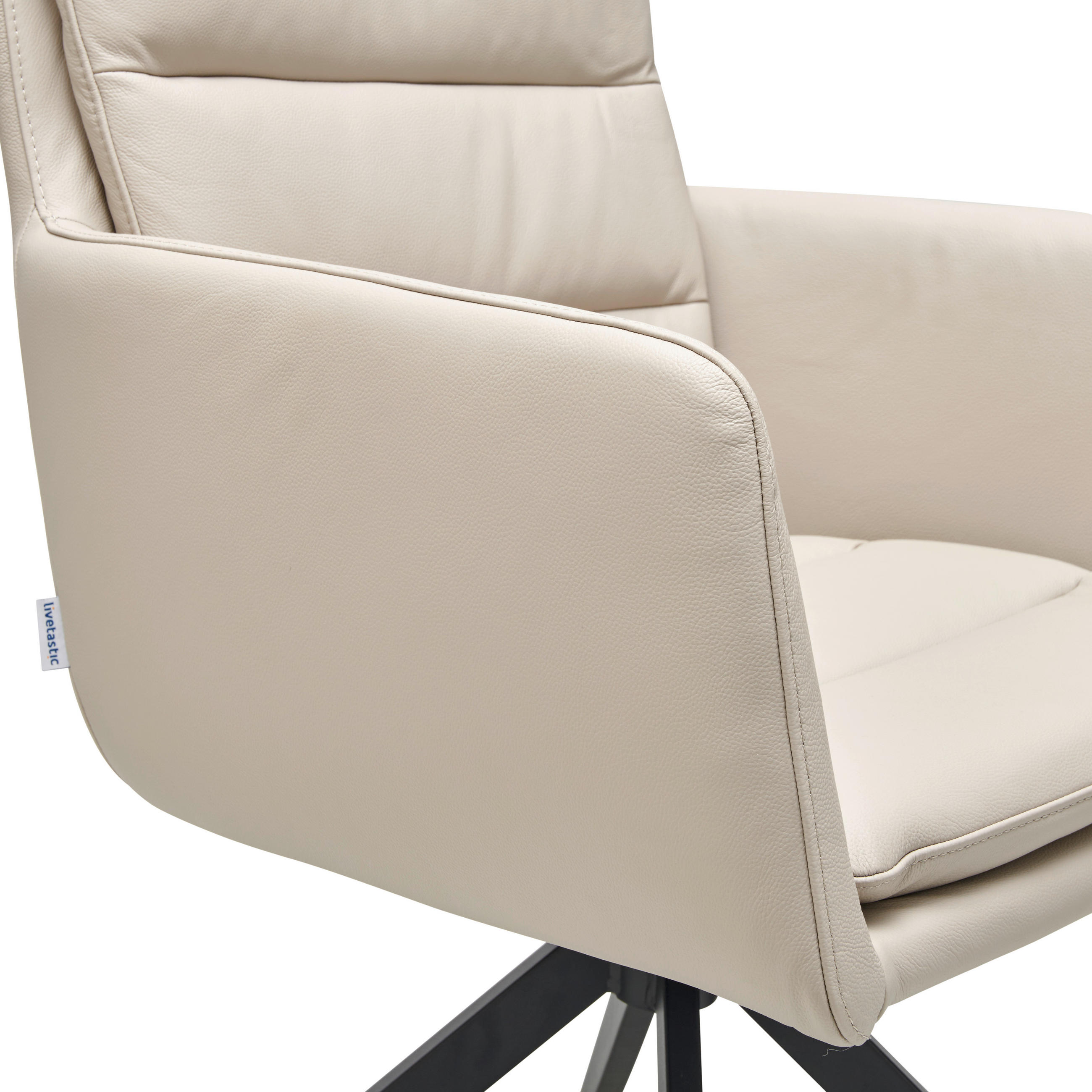 Thumbnail - Livetastic Armlehnstuhl Echtleder, Beige, Metall, Leder, Echtleder, Büffelleder, A-Form, 60x88x62.5 cm, Esszimmer, Stühl...