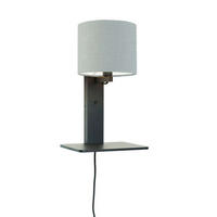 WANDLEUCHTE GOOD&MOJO  19/24/36 cm  - Hellgrau/Schwarz, Trend, Holz/Textil (19/24/36cm) - Good & Mojo