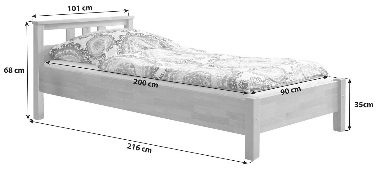 BETT 90/200 cm  in Buchefarben  - Buchefarben, KONVENTIONELL, Holz (90/200cm) - MID.YOU