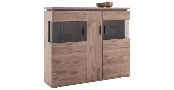 HIGHBOARD Eiche dunkel 150/124/38 cm - Eiche dunkel/Anthrazit, KONVENTIONELL, Glas/Holzwerkstoff (150/124/38cm) - Cantus
