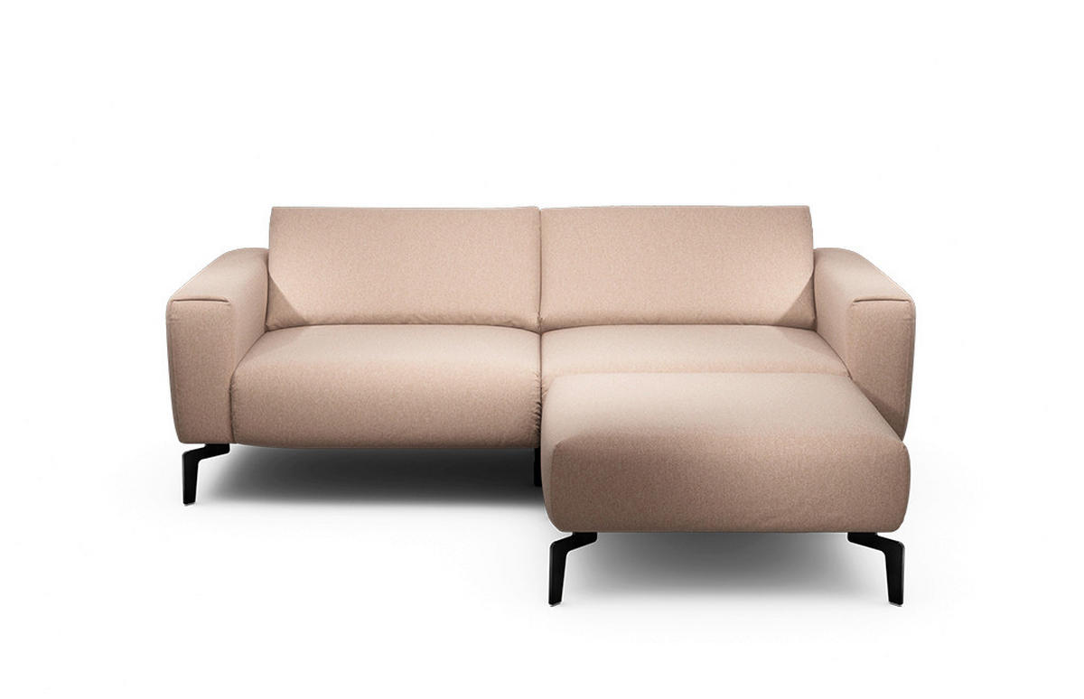 2,5-Sitzer inkl. Hocker Chenille Rosa  - Schwarz/Rosa, Design, Textil/Metall (220/86/86-94cm) - SENSOO